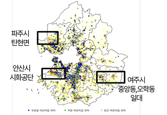 여성인구와 어린이집 분포